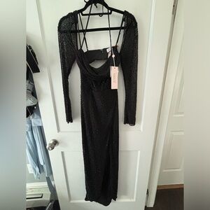 Oh Polly Black Long Sleeve Dress